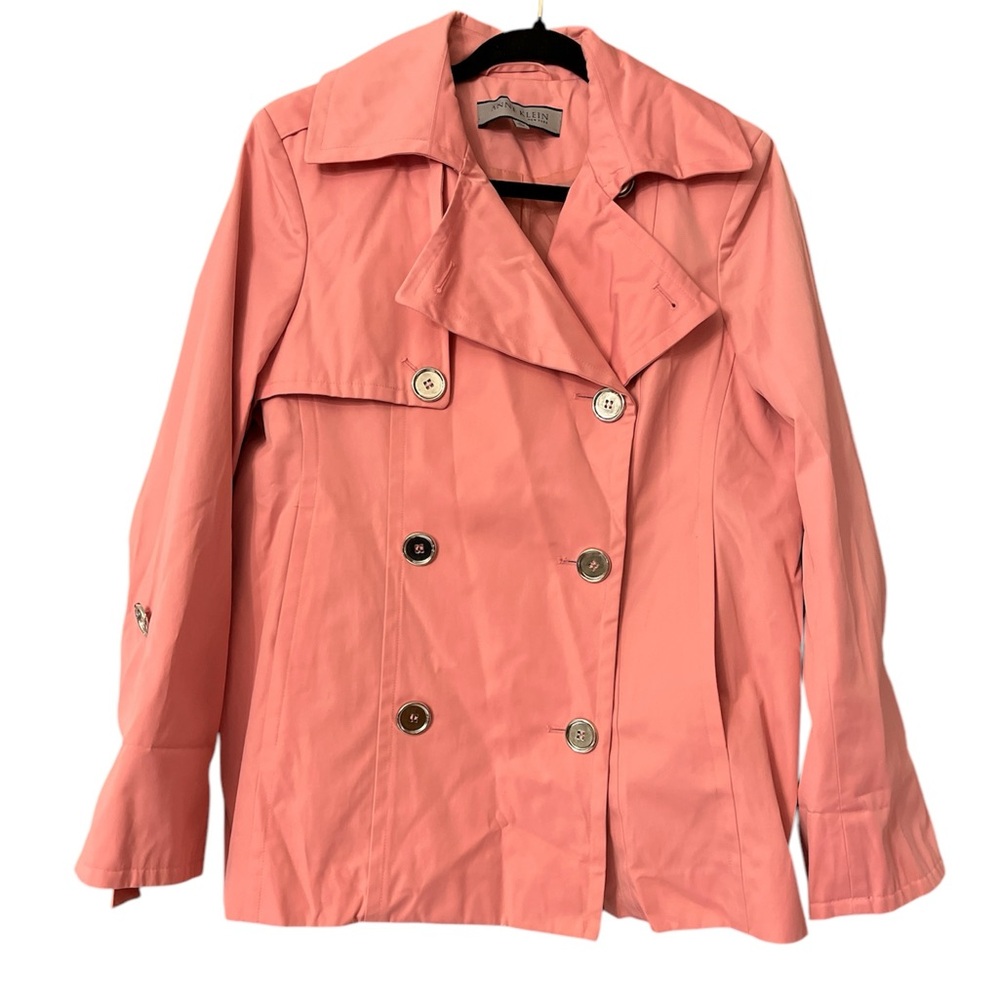 Anne Klein pink double breasted rain jacket